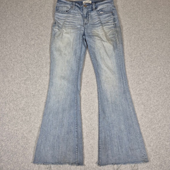 BKE Denim - BKE Payton Flare Jeans Womens 28x31 Light Wash Distressed Mid Rise Raw Hem